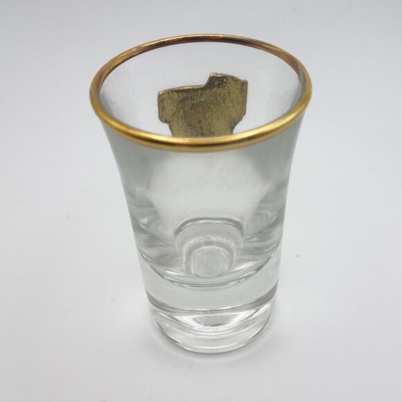 Roma Gold Rim Shot Glass with Metal Roma Coliseum Decoration - Picture 4 of 10
